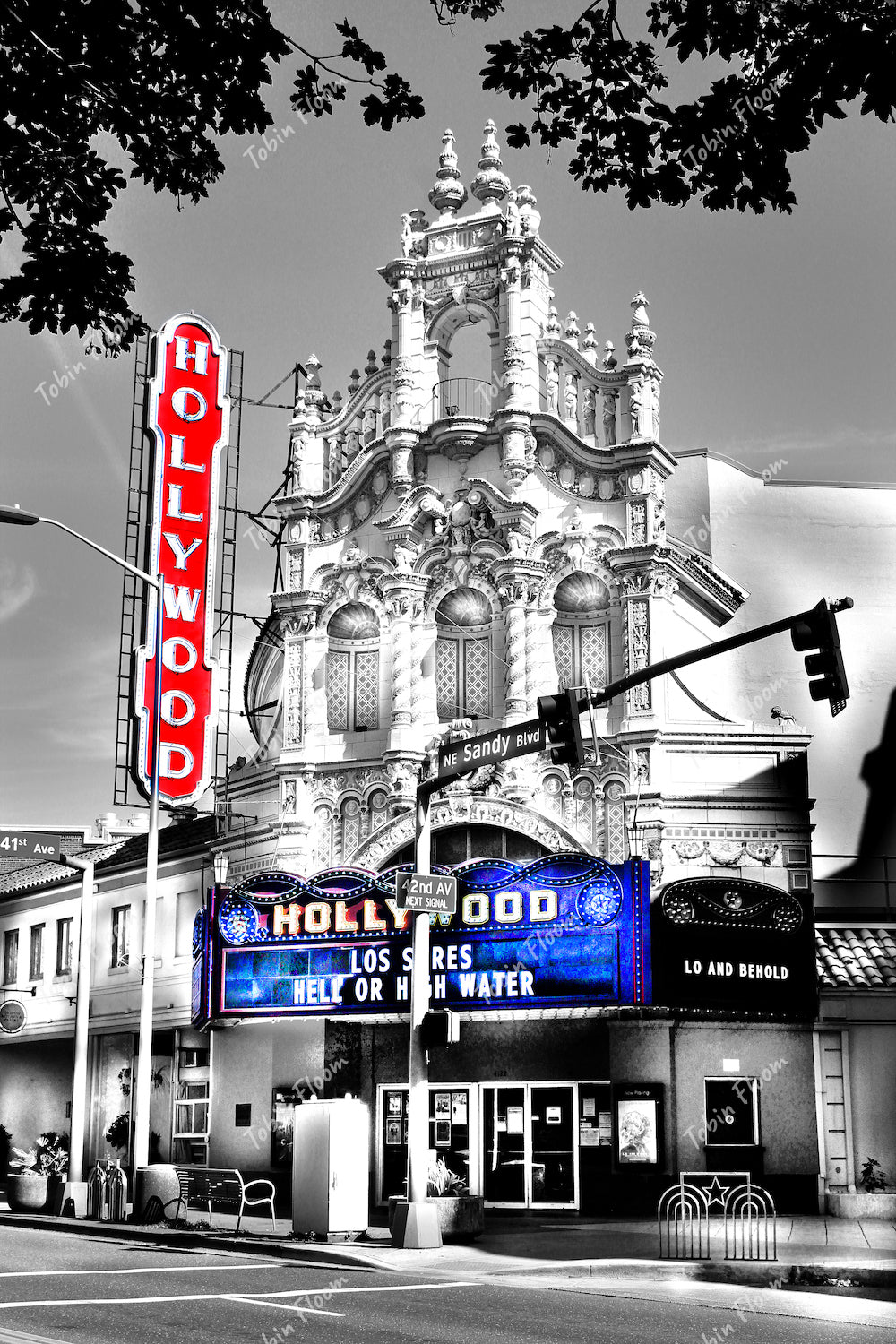 Hollywood Sign part bnw n color