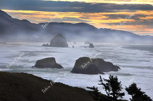 Coast: Sunrise above the rocks